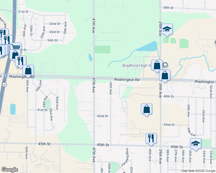 map of restaurants, bars, coffee shops, grocery stores, and more near 3822 45th Avenue in Kenosha