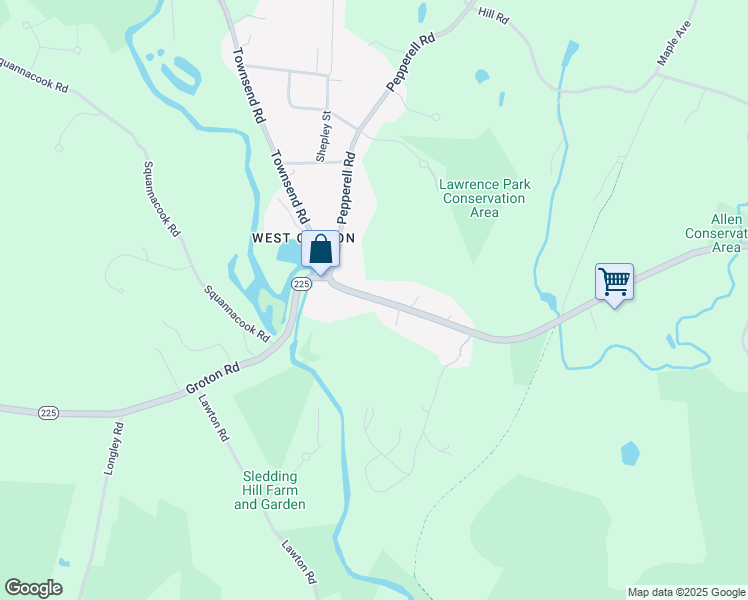 map of restaurants, bars, coffee shops, grocery stores, and more near 44 West Main Street in Groton