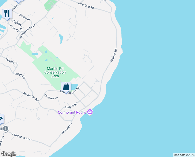 map of restaurants, bars, coffee shops, grocery stores, and more near 163 Atlantic Road in Gloucester