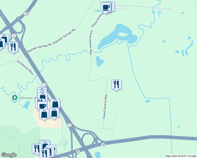 map of restaurants, bars, coffee shops, grocery stores, and more near 7032-7038 Grand Geneva Way in Lake Geneva