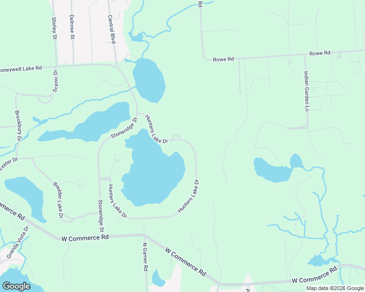 map of restaurants, bars, coffee shops, grocery stores, and more near 1631 Hunters Lake Drive in Milford Charter Township