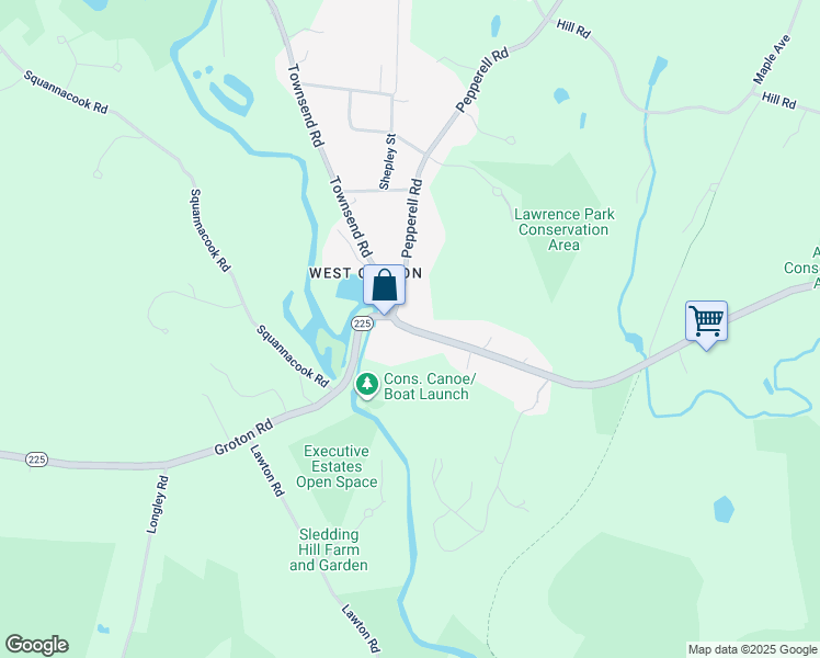 map of restaurants, bars, coffee shops, grocery stores, and more near 13 West Main Street in Groton