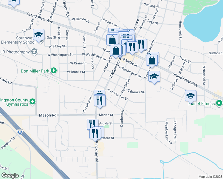 map of restaurants, bars, coffee shops, grocery stores, and more near 514 McCarthy Street in Howell