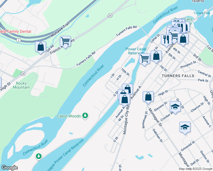 map of restaurants, bars, coffee shops, grocery stores, and more near 65 I Street in Montague