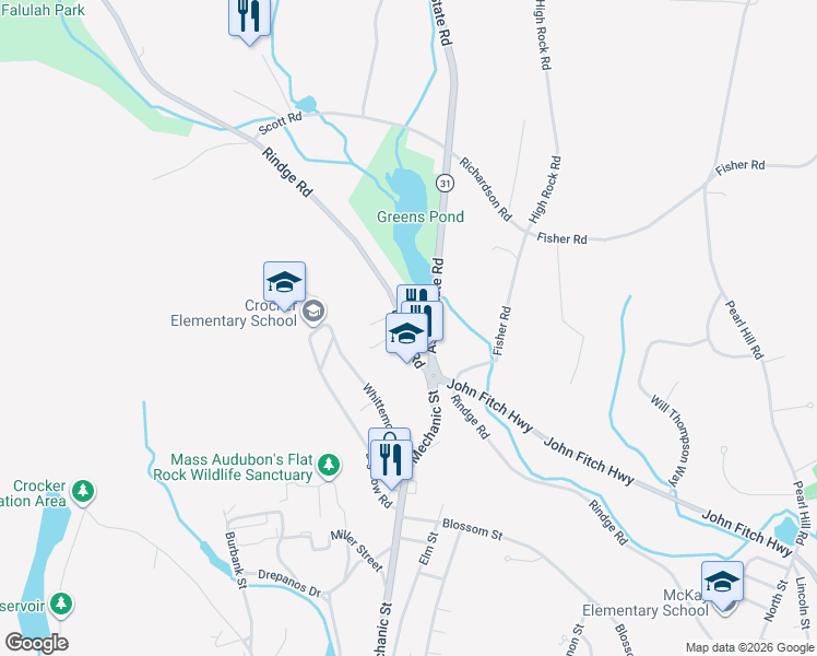 map of restaurants, bars, coffee shops, grocery stores, and more near 30 A Ashby State Road in Fitchburg