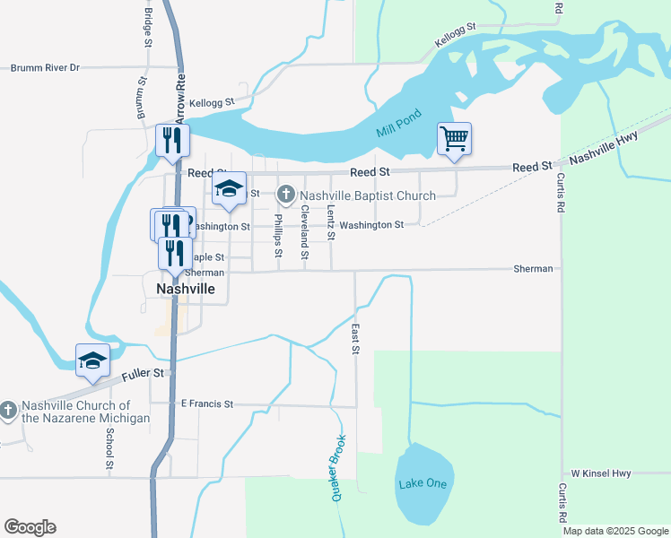 map of restaurants, bars, coffee shops, grocery stores, and more near 100 Lentz Street in Nashville