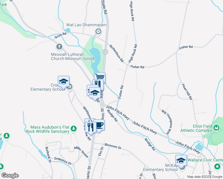 map of restaurants, bars, coffee shops, grocery stores, and more near 199 Fisher Road in Fitchburg