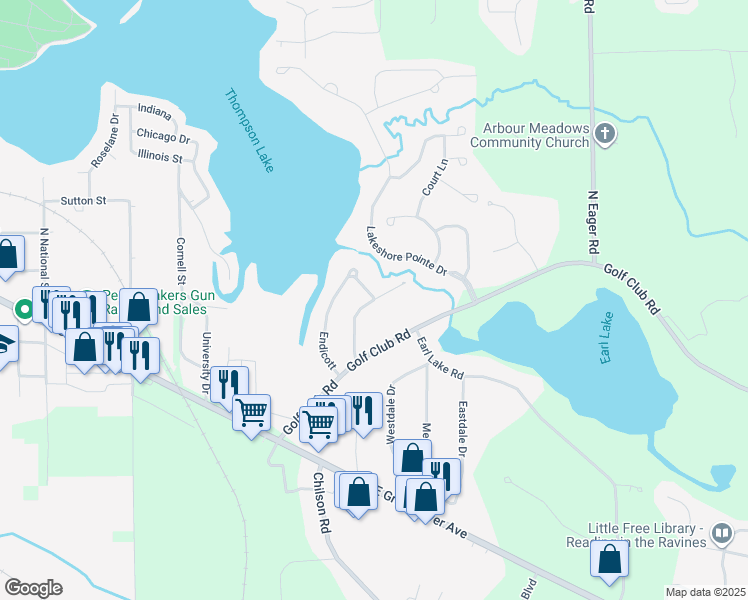 map of restaurants, bars, coffee shops, grocery stores, and more near 2481 Monte Carlo Drive in Howell