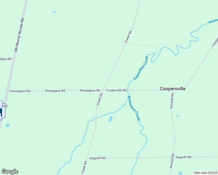 map of restaurants, bars, coffee shops, grocery stores, and more near 2204 Cooperville Road in Nunda