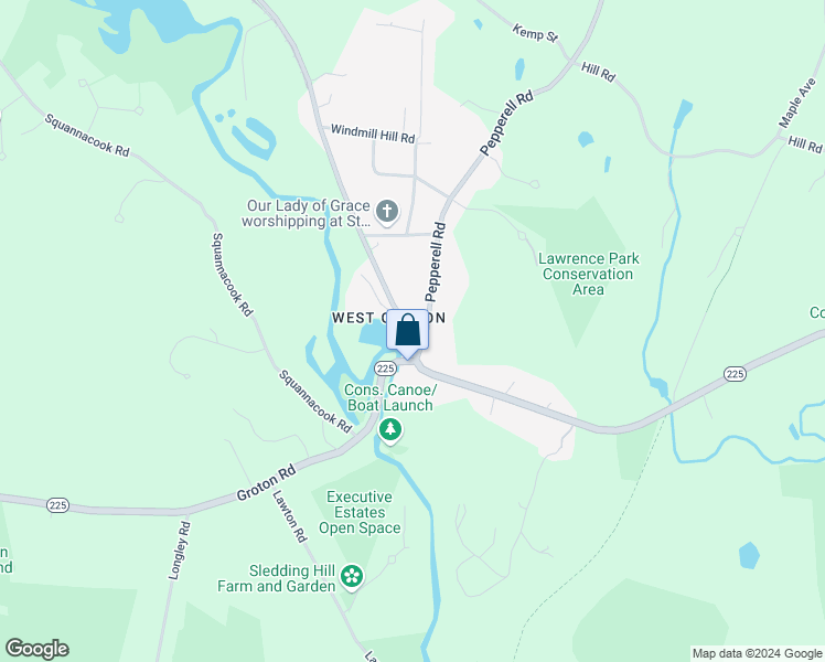 map of restaurants, bars, coffee shops, grocery stores, and more near 16 Townsend Road in Groton