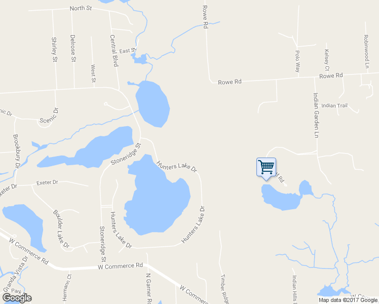 map of restaurants, bars, coffee shops, grocery stores, and more near 1631 Hunters Lake Drive in Milford Charter Township