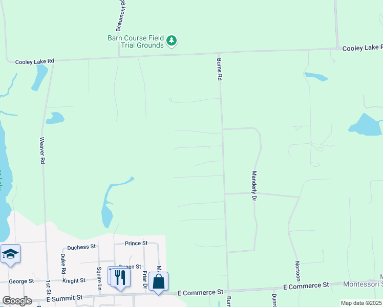 map of restaurants, bars, coffee shops, grocery stores, and more near 1505 Donelaine Drive in Milford Charter Township