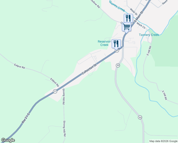 map of restaurants, bars, coffee shops, grocery stores, and more near 8629 State Route 21 in Naples