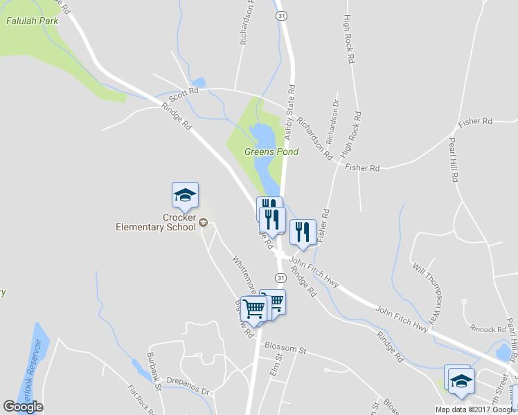 map of restaurants, bars, coffee shops, grocery stores, and more near 565 Rindge Road in Fitchburg