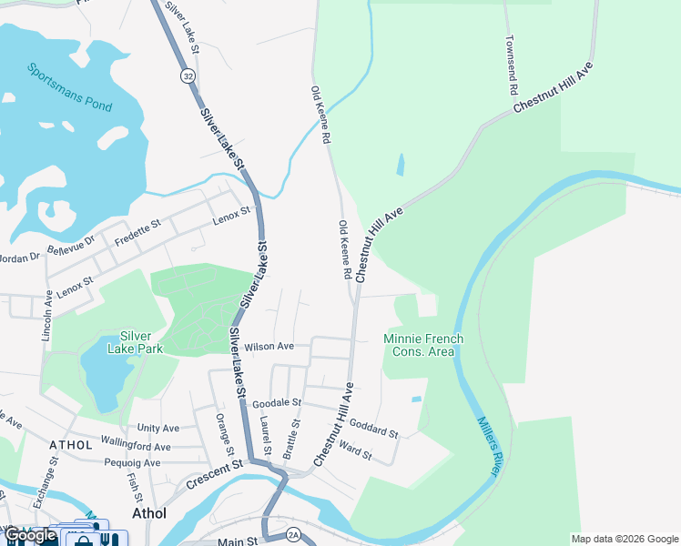 map of restaurants, bars, coffee shops, grocery stores, and more near 60 Old Keene Road in Athol