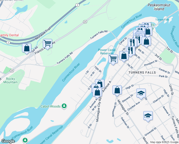map of restaurants, bars, coffee shops, grocery stores, and more near 8 H Street in Montague