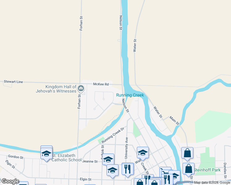 map of restaurants, bars, coffee shops, grocery stores, and more near 92 Mount Pleasant Crescent in Wallaceburg