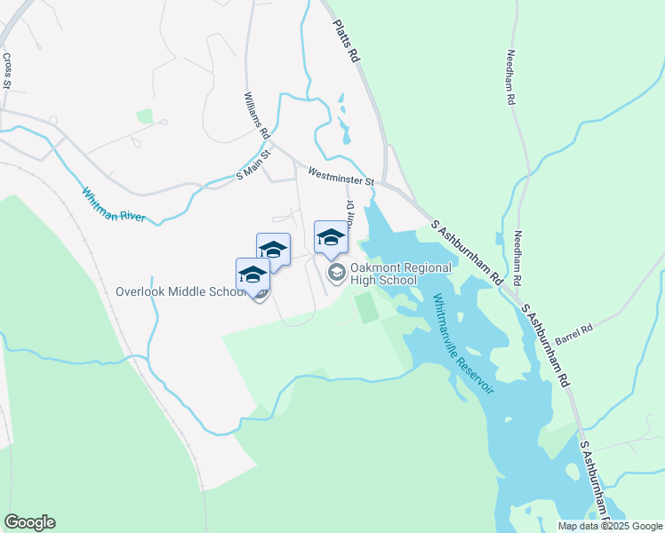 map of restaurants, bars, coffee shops, grocery stores, and more near 9 Oakmont Drive in Ashburnham