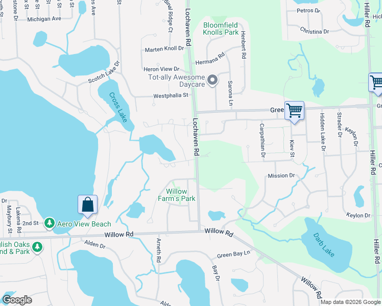 map of restaurants, bars, coffee shops, grocery stores, and more near 2269 Forest Glen in West Bloomfield Township