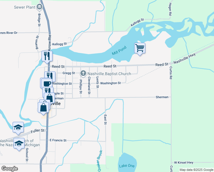 map of restaurants, bars, coffee shops, grocery stores, and more near 720 Washington Street in Nashville