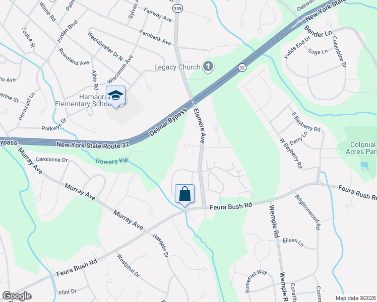 map of restaurants, bars, coffee shops, grocery stores, and more near 14 Dalton Court in Delmar