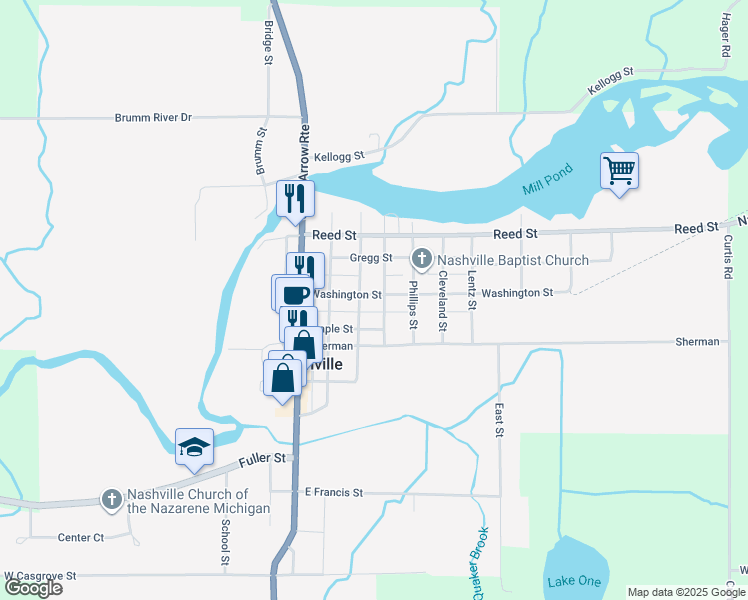 map of restaurants, bars, coffee shops, grocery stores, and more near 312 Washington Street in Nashville