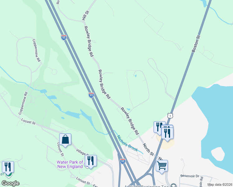 map of restaurants, bars, coffee shops, grocery stores, and more near 248 Rowley Bridge Rd in Topsfield