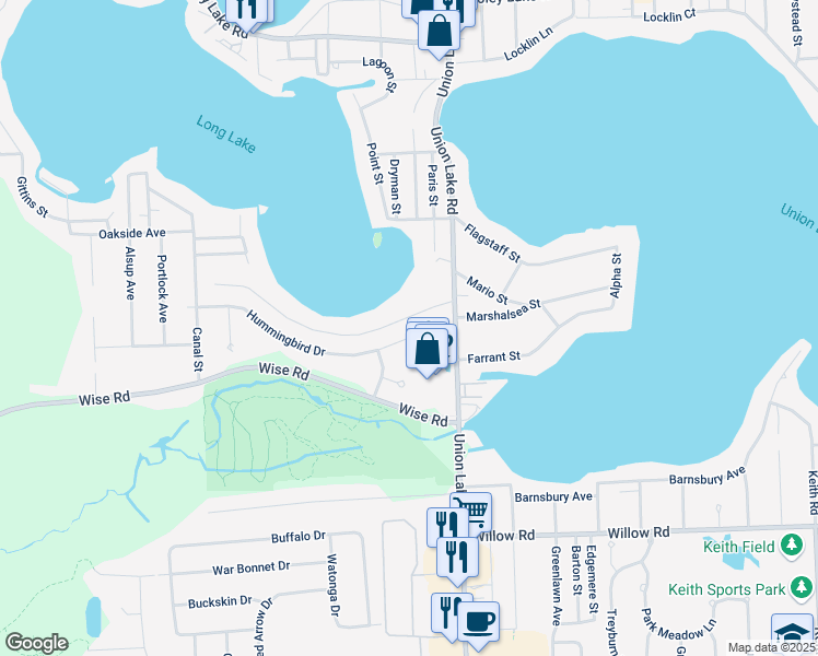 map of restaurants, bars, coffee shops, grocery stores, and more near 8298 Hummingbird Drive in Oakland County