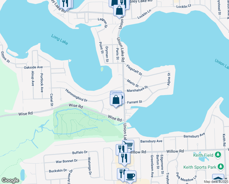 map of restaurants, bars, coffee shops, grocery stores, and more near 8298 Hummingbird Drive in Commerce Charter Township