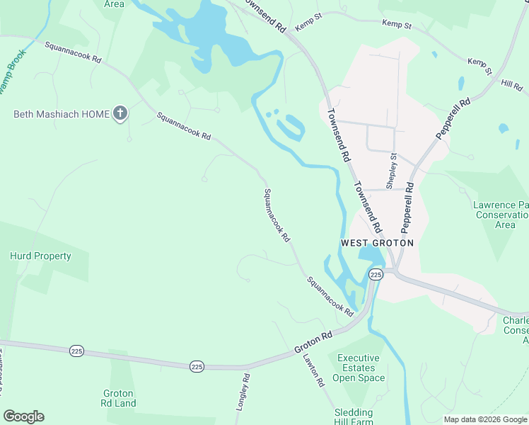 map of restaurants, bars, coffee shops, grocery stores, and more near 46 Squannacook Road in Shirley