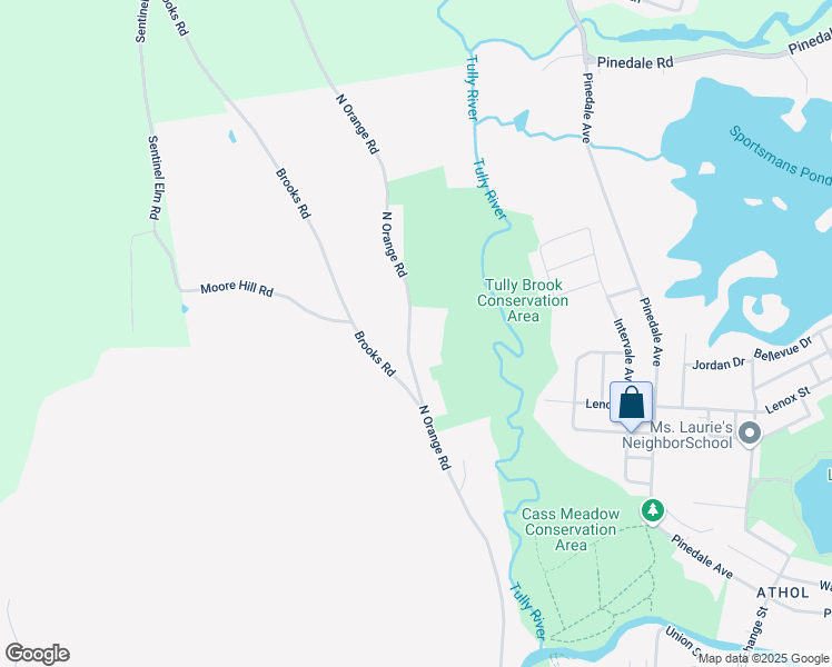 map of restaurants, bars, coffee shops, grocery stores, and more near 887 North Orange Road in Athol