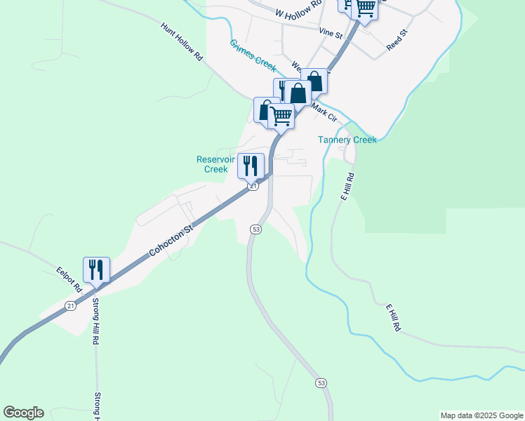 map of restaurants, bars, coffee shops, grocery stores, and more near 8572 New York 53 in Naples