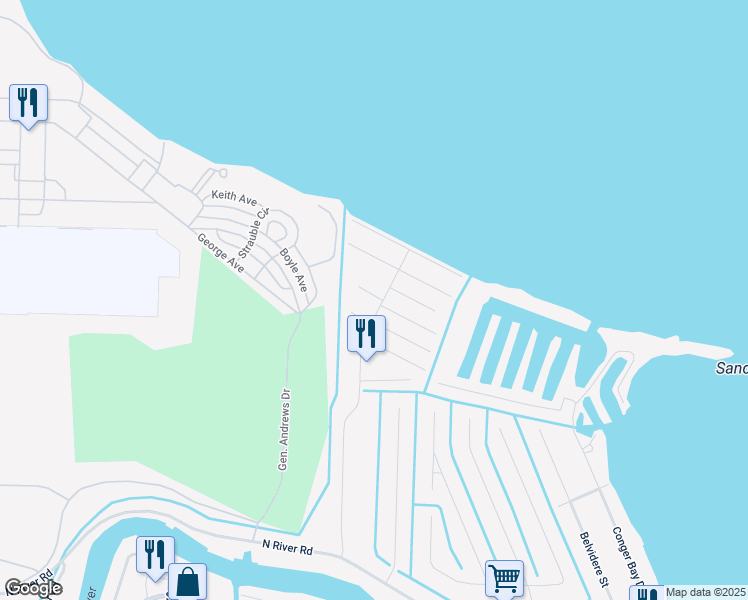 map of restaurants, bars, coffee shops, grocery stores, and more near 29 Seabreeze Drive in Harrison Township