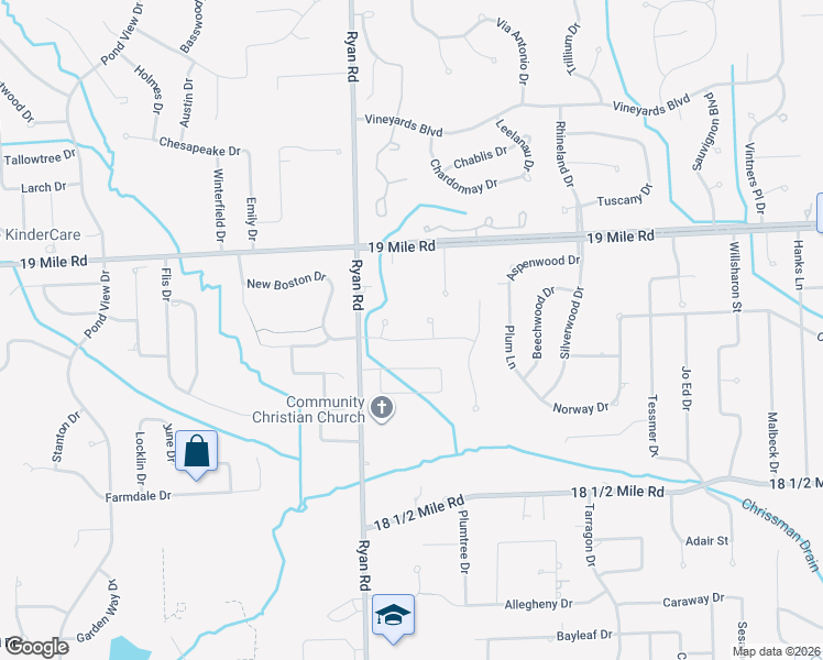 map of restaurants, bars, coffee shops, grocery stores, and more near in Sterling Heights
