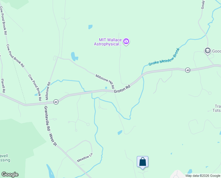 map of restaurants, bars, coffee shops, grocery stores, and more near 3 Millstone Hill Road in Westford