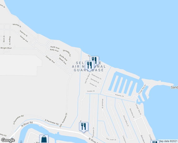 map of restaurants, bars, coffee shops, grocery stores, and more near 23 Seabreeze Drive in Harrison Township