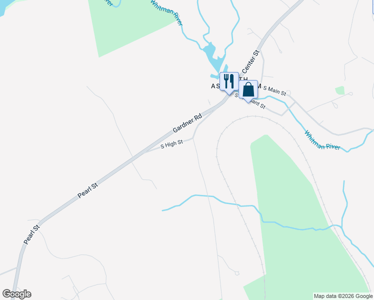 map of restaurants, bars, coffee shops, grocery stores, and more near 25 South High Street in Ashburnham