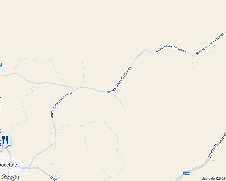 map of restaurants, bars, coffee shops, grocery stores, and more near 42 Strada di San Cristoforo in Provincia di Terni