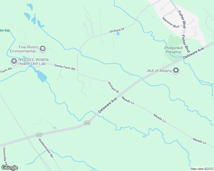 map of restaurants, bars, coffee shops, grocery stores, and more near 533 Orchard Street in Delmar