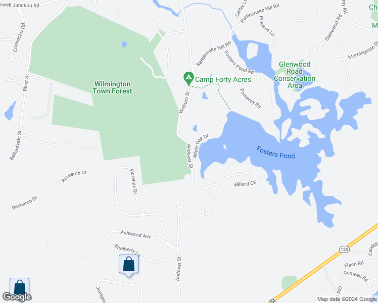 map of restaurants, bars, coffee shops, grocery stores, and more near 446 Andover Street in Wilmington