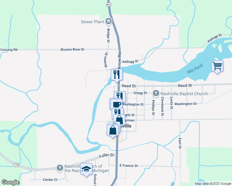 map of restaurants, bars, coffee shops, grocery stores, and more near 335 Main Street in Nashville