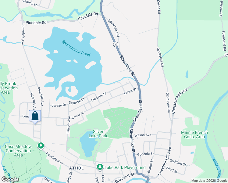 map of restaurants, bars, coffee shops, grocery stores, and more near 375 Fredette Street in Athol