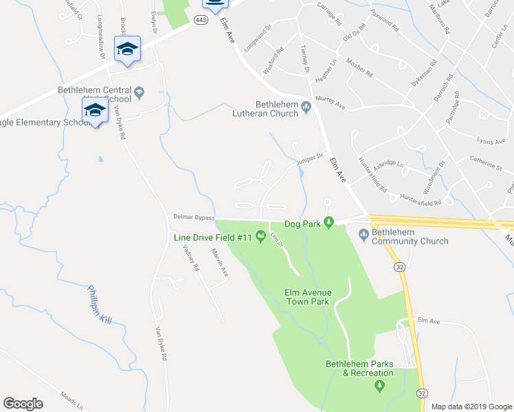 map of restaurants, bars, coffee shops, grocery stores, and more near 401 Derzee Court in Delmar