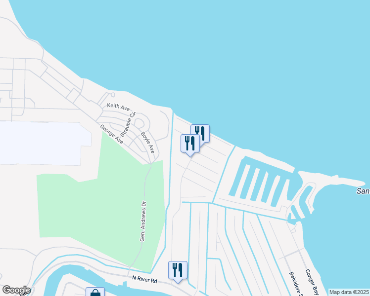 map of restaurants, bars, coffee shops, grocery stores, and more near 29 Seabreeze Drive in Harrison Township