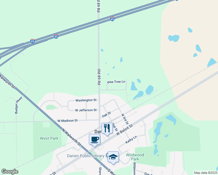 map of restaurants, bars, coffee shops, grocery stores, and more near 105 Rolling Meadow Drive in Darien