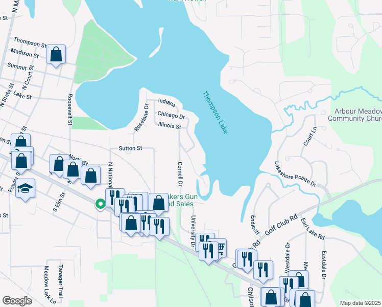 map of restaurants, bars, coffee shops, grocery stores, and more near 315 Harvard Drive in Howell