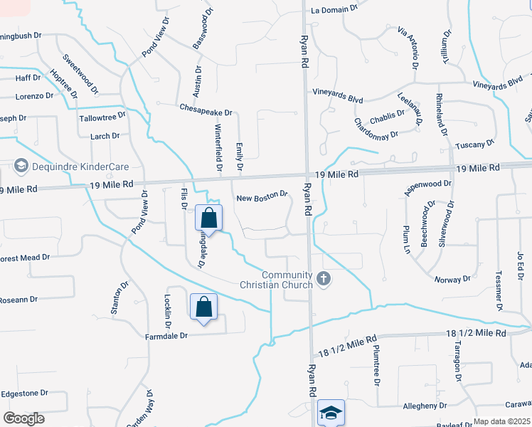 map of restaurants, bars, coffee shops, grocery stores, and more near 3661 Warwick Drive in Sterling Heights