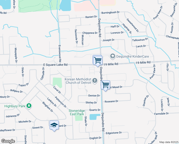 map of restaurants, bars, coffee shops, grocery stores, and more near 5874 Colleen Drive in Troy