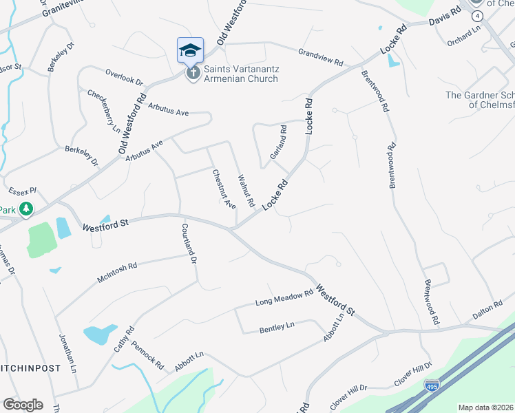 map of restaurants, bars, coffee shops, grocery stores, and more near 104 Locke Road in Chelmsford