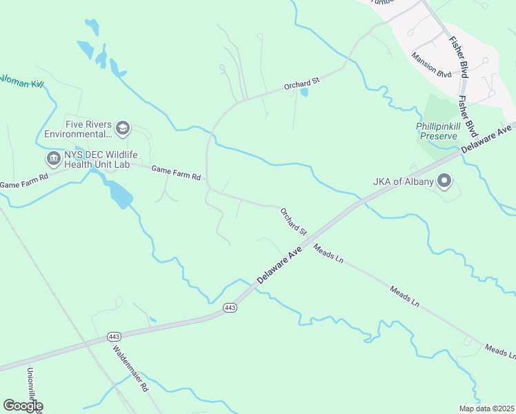 map of restaurants, bars, coffee shops, grocery stores, and more near 533 Orchard Street in Delmar